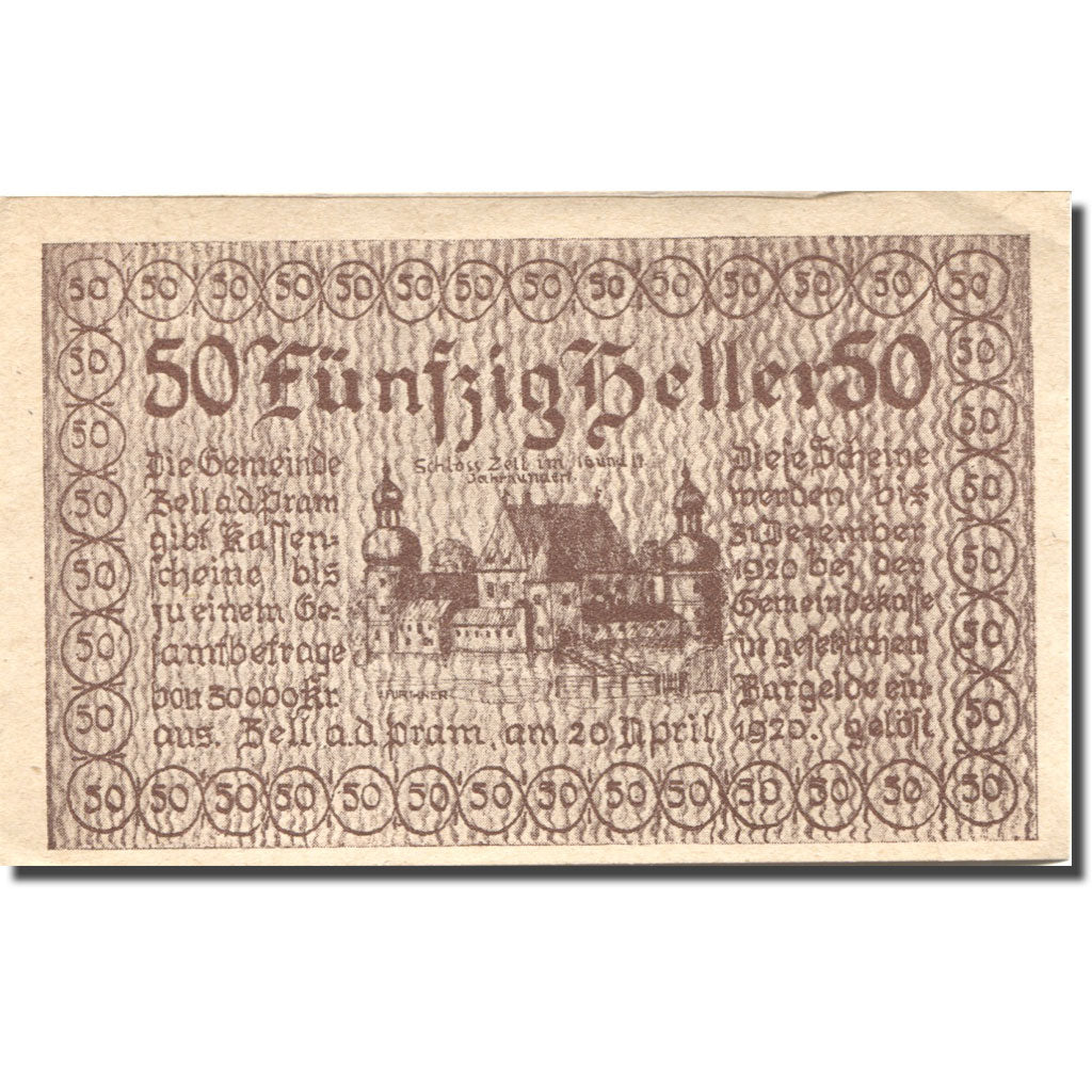 Banknote, Austria, Pram, 50 Heller, Blason 1920-04-20, UNC(63), Mehl:FS 1271a