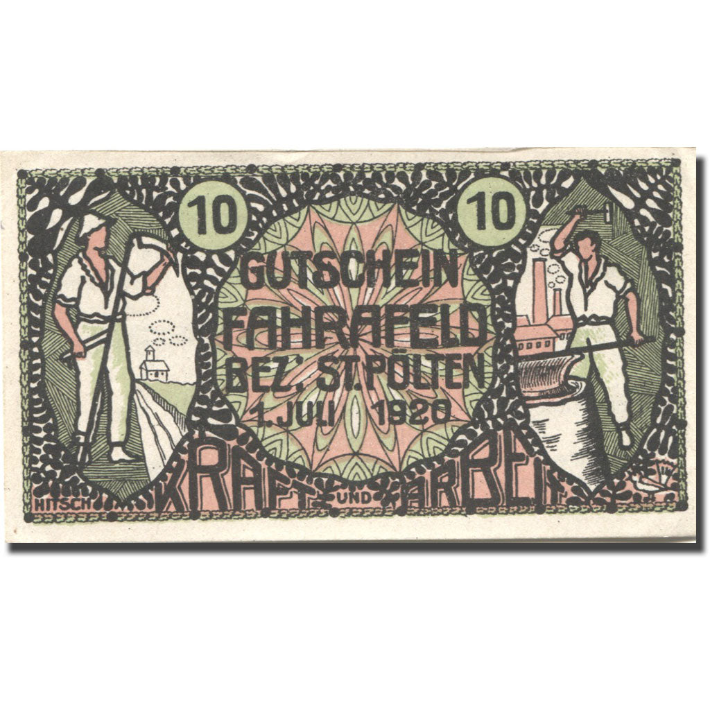 Banknote, Austria, St Pölten, 10 Heller, Usine, 1920 UNC(63) Mehl:FS 193