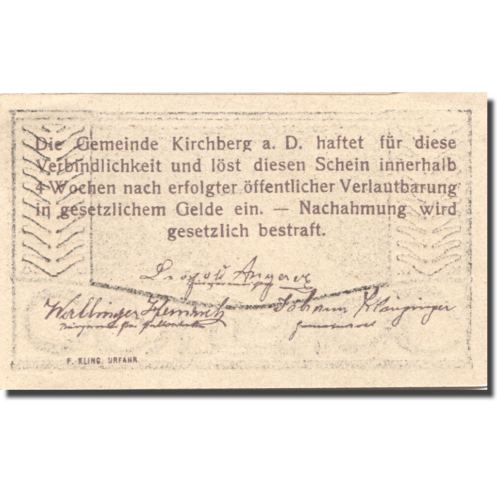 Geldschein, Österreich, Kirchberg, 50 Heller, fleuve, UNZ-, Mehl:FS 441c