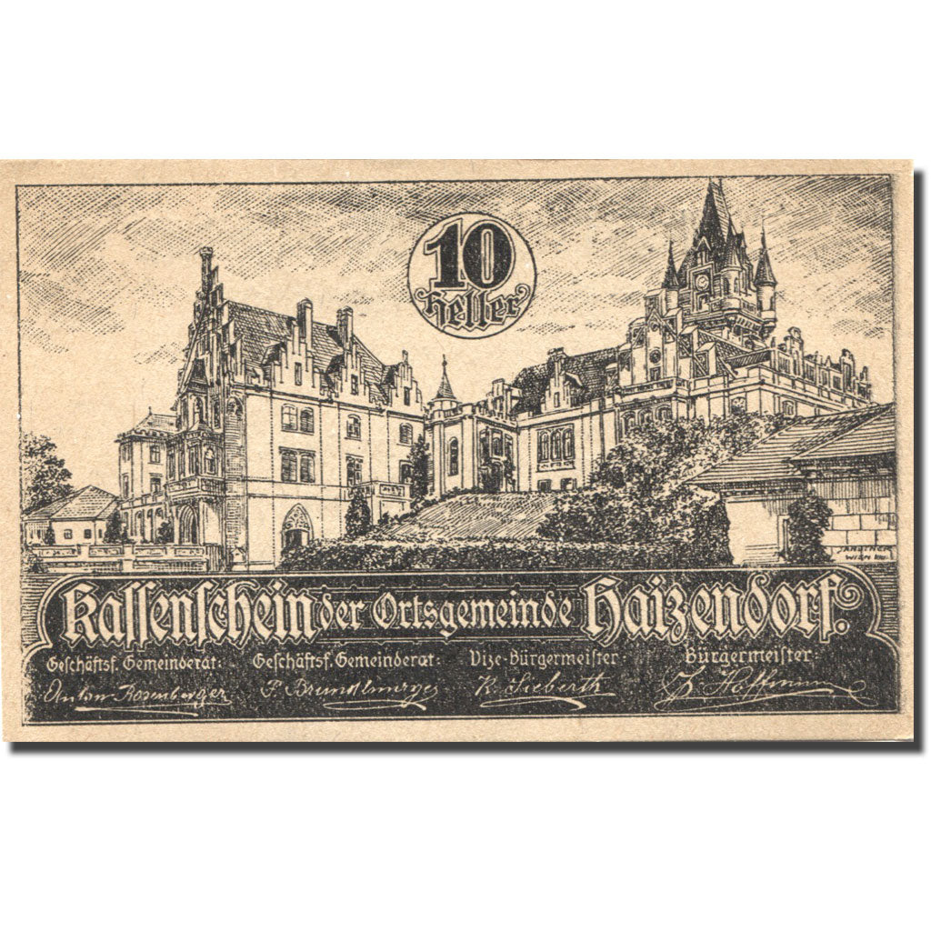 Banknote, Austria, Haizendorf, 10 Heller, château, 1920 UNC(63) Mehl:FS 341Ib