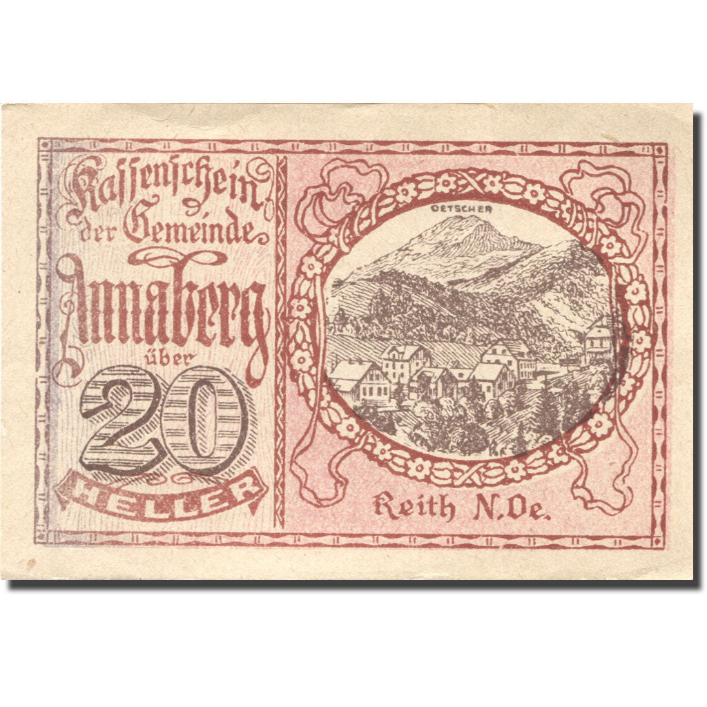 Banknote, Austria, Annaberg, 20 Heller, montagne, 1920 UNC(63) Mehl:FS 44a