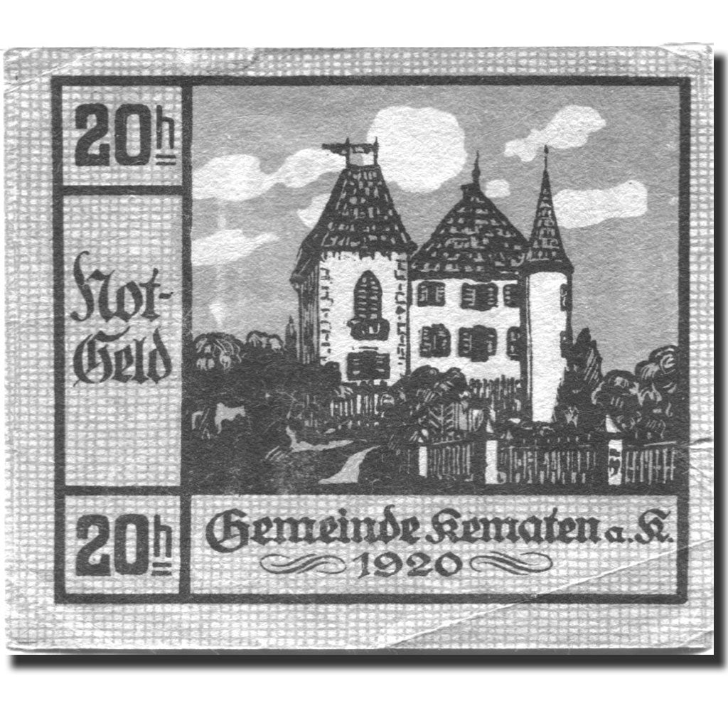 Banconote, Austria, Kematen a/d Krems, 20 Heller, château, 1920 BB Mehl:FS 430a