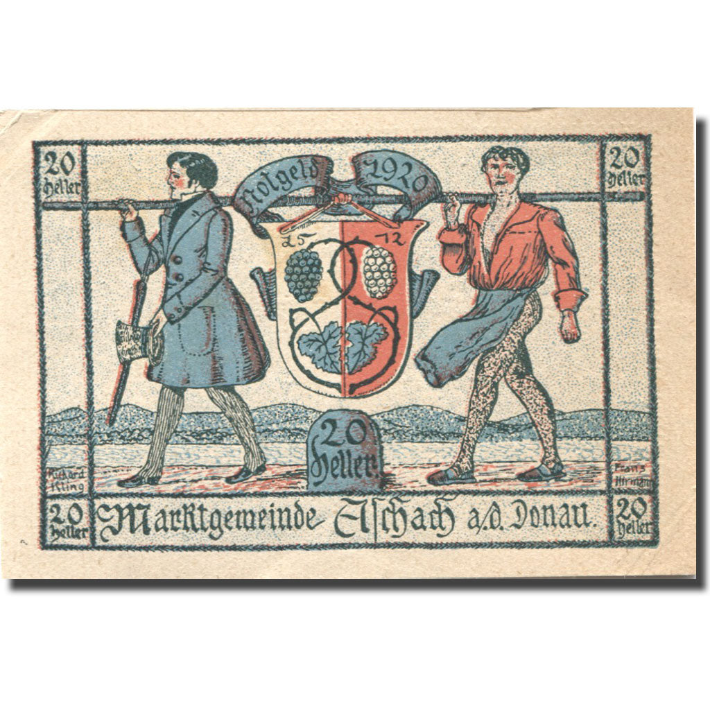 Banknote, Austria, Aschach, 20 Heller, Blason, AU(55-58), Mehl:FS 53IIb18