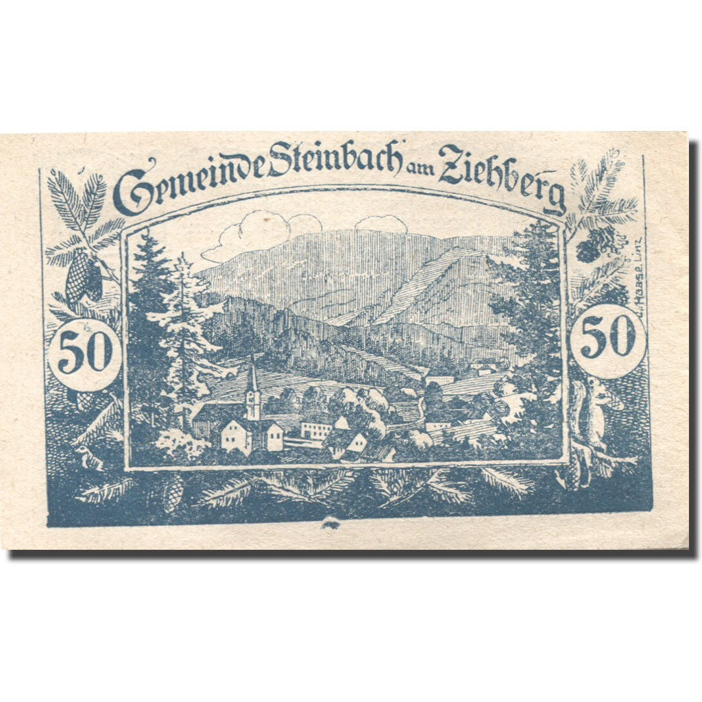 Banknote, Austria, Steinbach, 50 Heller, paysage, 1920 UNC(63) Mehl:FS 1024