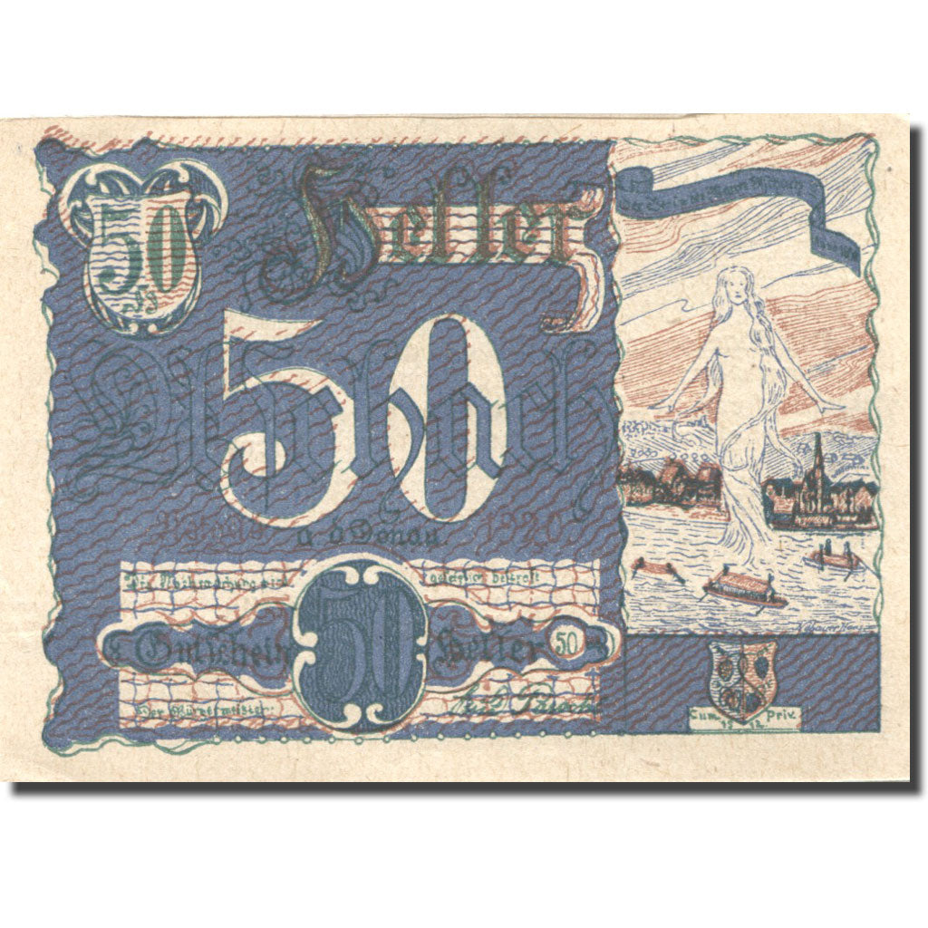 Banconote, Austria, Aschach, 50 Heller, fleuve, SPL, Mehl:FS 53IIb20