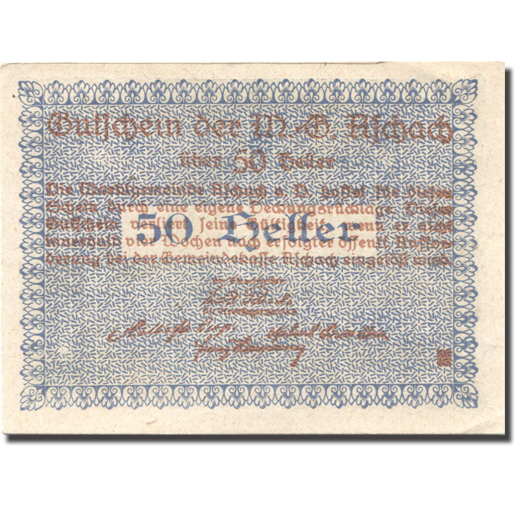 Banconote, Austria, Aschach, 50 Heller, fleuve, SPL, Mehl:FS 53IIb20