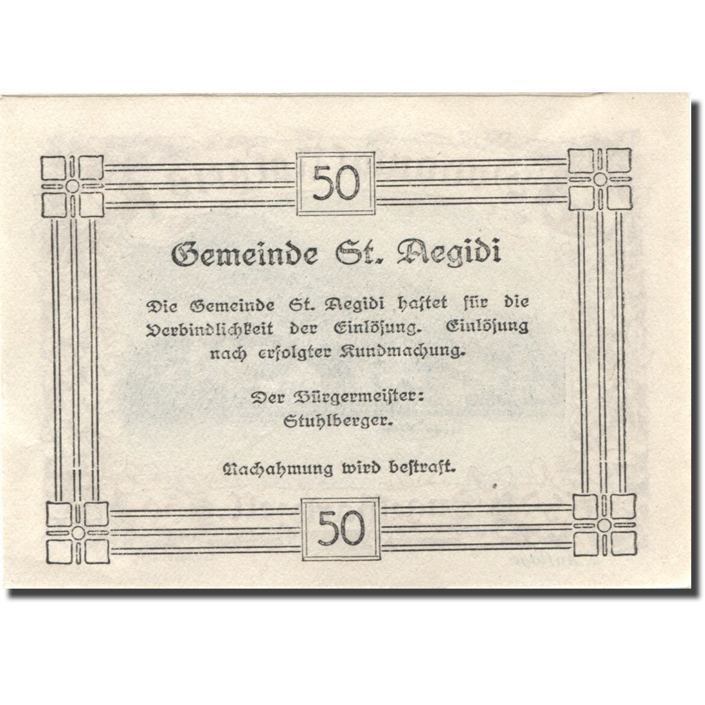 Banknote, Austria, St Aegidi, 50 Heller, paysage, UNC(63), Mehl:FS 127