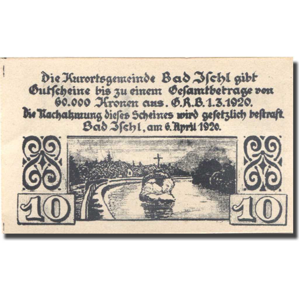 Banknote, Austria, Bad Ischl, 10 Heller, fleuve, 1920 UNC(63) Mehl:FS 77c