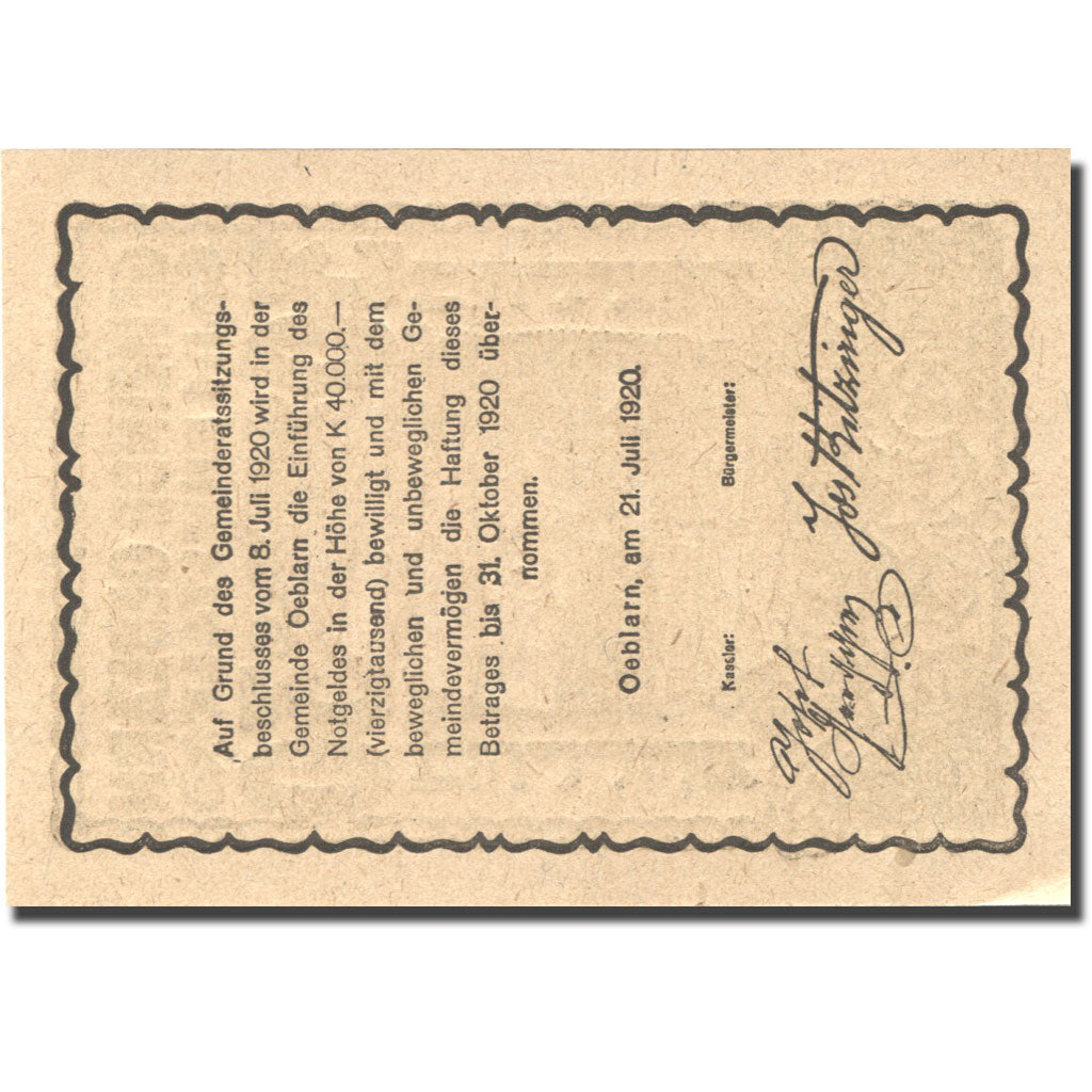 Banknote, Austria, Oeblarn, 30 Heller, chalet, 1920 UNC(63) Mehl:FS 700IIa