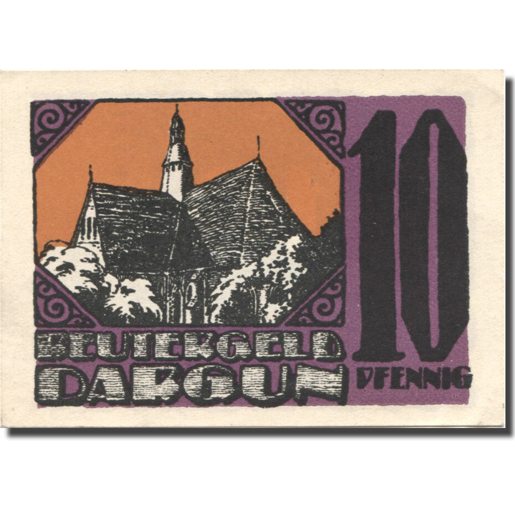 Banknote, Germany, Dargun, 10 Pfennig, Eglise, 1921 UNC(63) Mehl:257.1