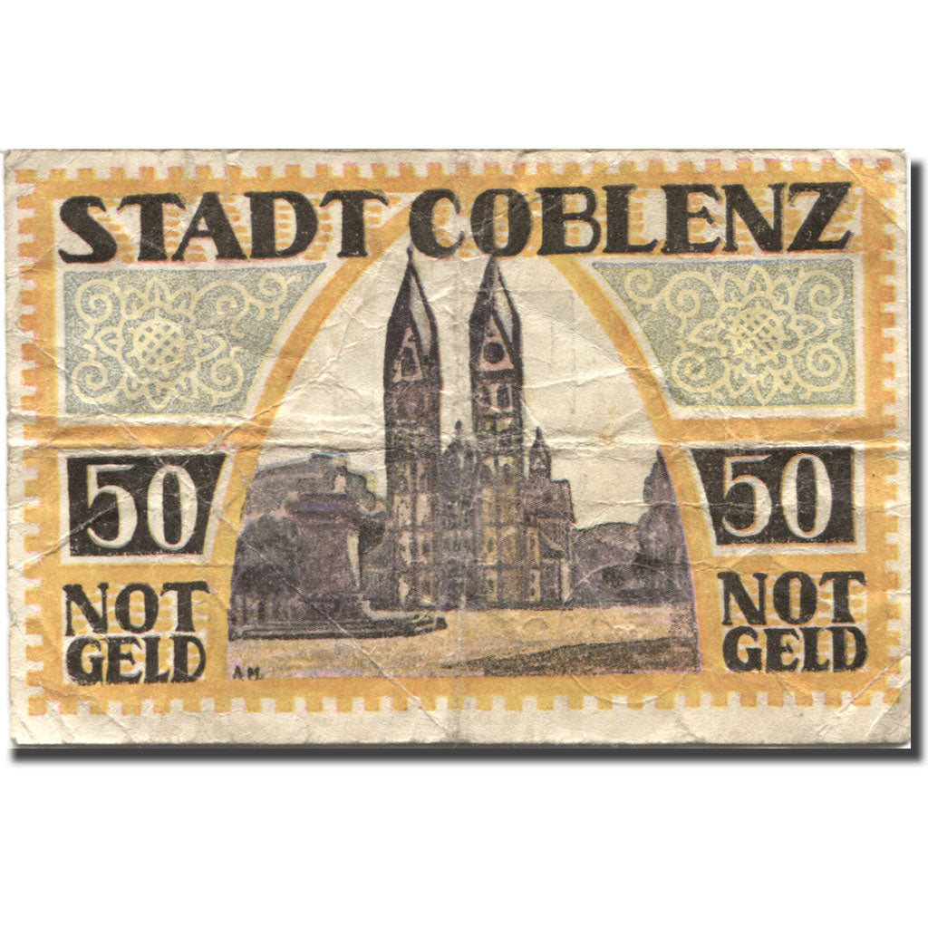 Banconote, Germania, Coblenz, 50 Pfennig, Eglise, 1921 MB Mehl: 233.1a
