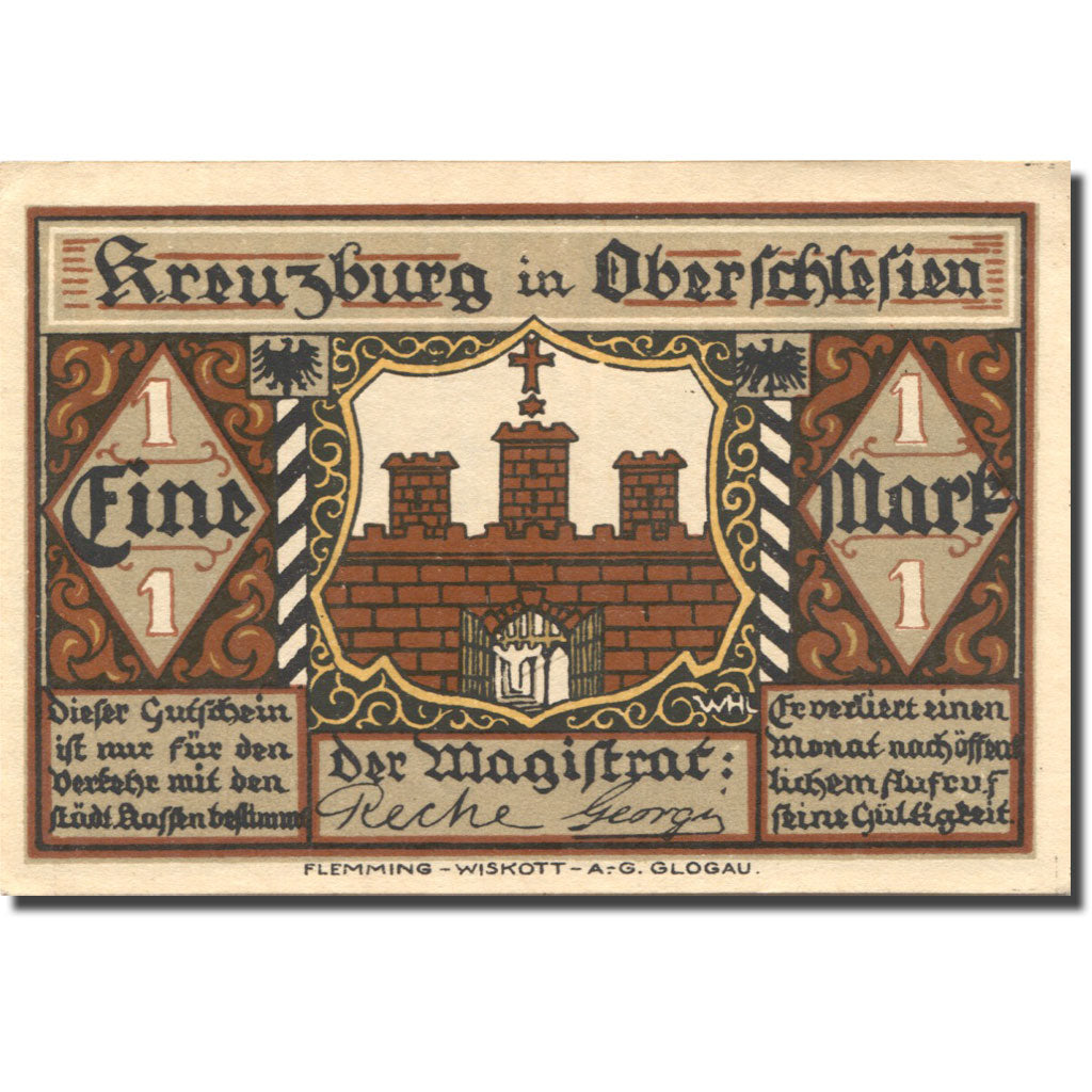 Banknote, Germany, Kreuzburg, 1 Mark, chevalier, UNC(63), Mehl:744.3b