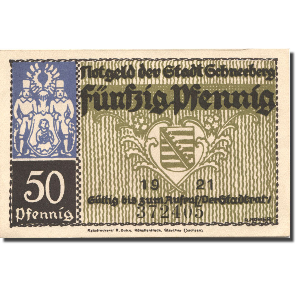 Banknote, Germany, Schneeberg, 50 Pfennig, soldat 1, 1921, UNC(63), Mehl:1190.1a