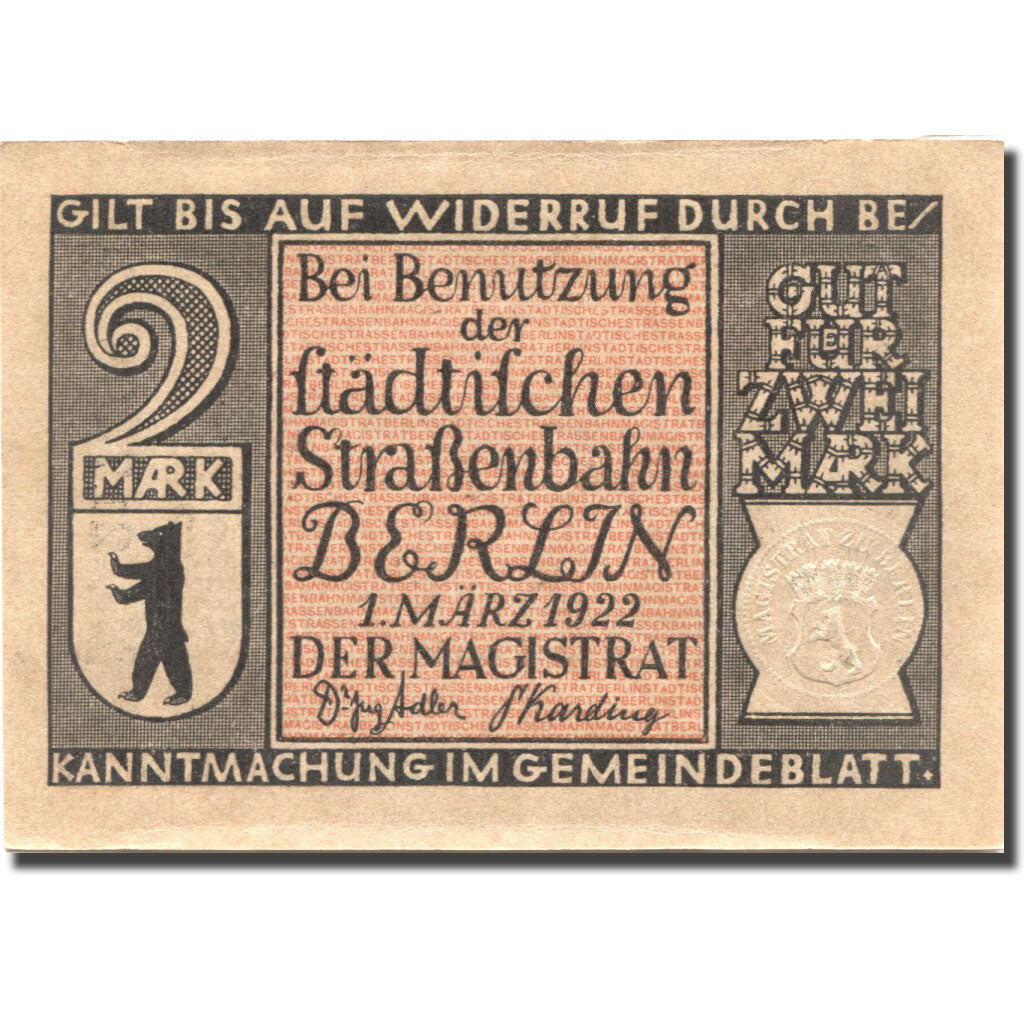 Banknote, Germany, Berlin, 2 Mark, Usine, 1922, 1922-03-01, UNC(63), Mehl:92.3