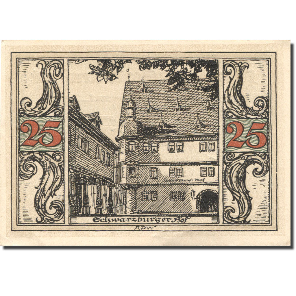 Banknote, Germany, Arnstadt, 25 Pfennig, château, 1921, UNC(63), Mehl:43.2