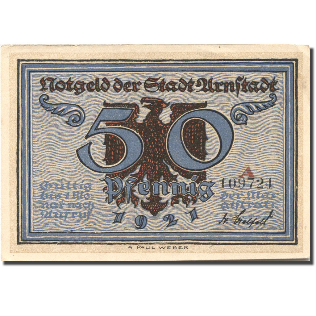 Banknote, Germany, Arnstadt, 50 Pfennig, roi, 1921, UNC(63), Mehl:43.3a