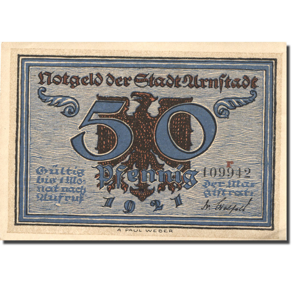 Banknote, Germany, Arnstadt, 50 Pfennig, Bataille, 1921, UNC(63), Mehl:43.3a