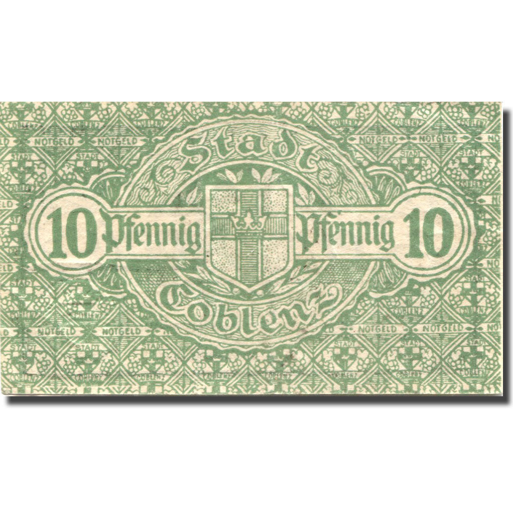 Banknote, Germany, Coblenz, 10 Pfennig, Blason, 1920 UNC(63) Mehl:C 19.6