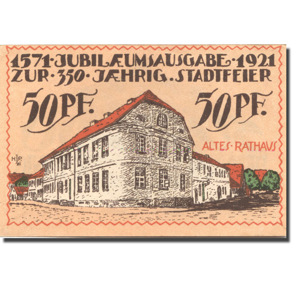 Banknote, Germany, Angerburg, 50 Pfennig, Blason, 1921, UNC(63), Mehl:33.1a