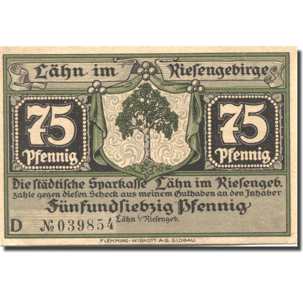 Banknote, Germany, Lähn, 75 Pfennig, soldat, UNC(63), Mehl:756.1b