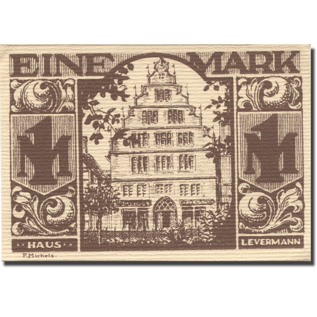 Banknote, Germany, Paderborn, 1 Mark, personnage, 1921 UNC(63) Mehl: 1043.5