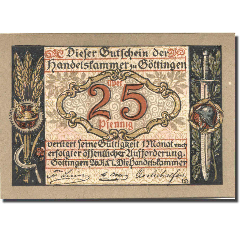 Banknote, Germany, Göttingen, 25 Pfennig, Blason, UNC(63), Mehl:G 25.3a