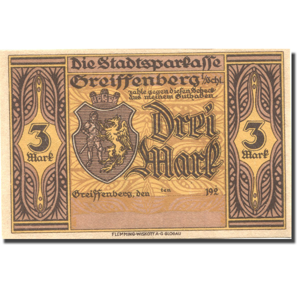 Billete, Alemania, Greiffenberg, 3 Mark, feu, SC, Mehl:470.3b