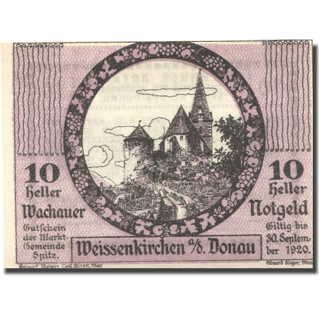 Banknote, Austria, Weissenkirchen, 10 Heller, Eglise, 1920 UNC(63) Mehl:FS 1122