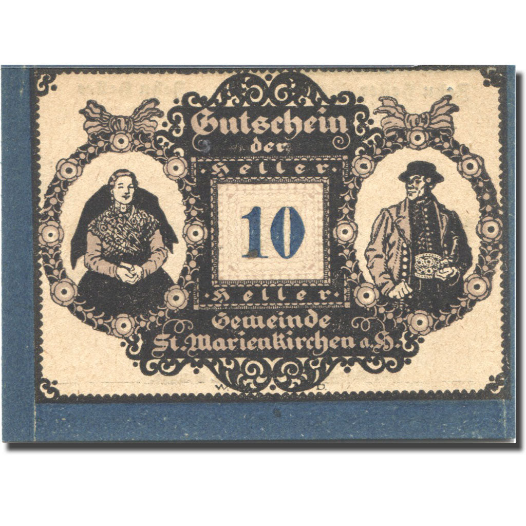 Banknote, Austria, Marienkirchen, 10 Heller, personnage, 1921 UNC(63) Mehl:FS908