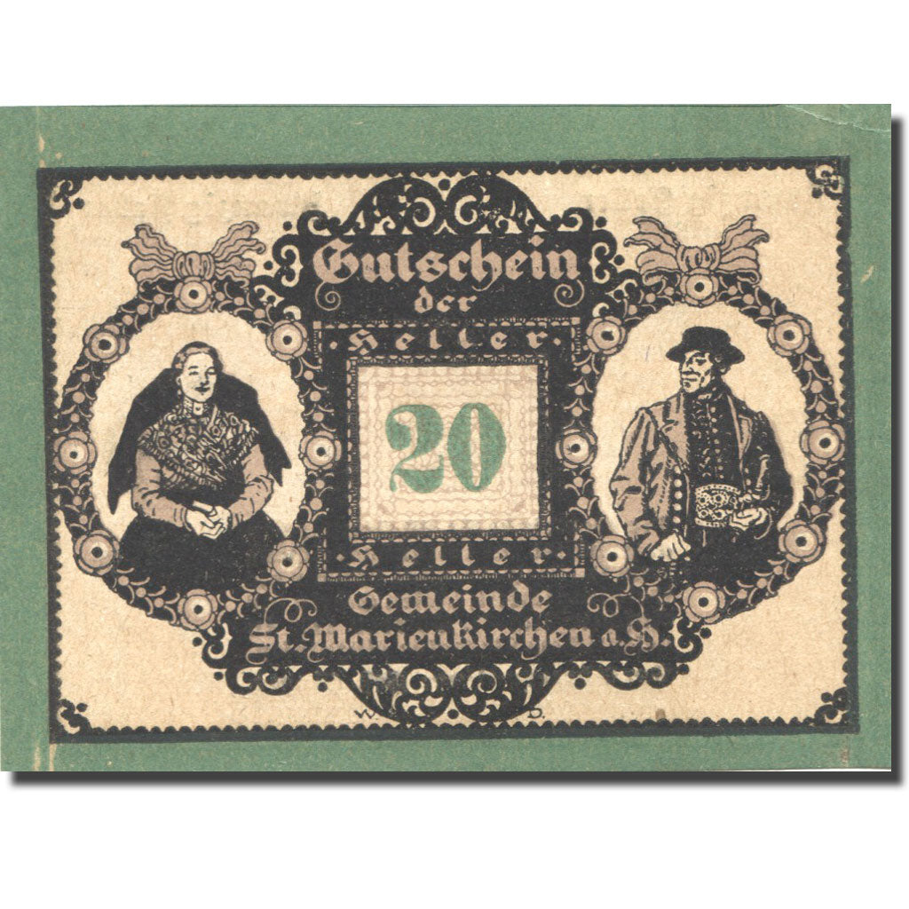Banconote, Austria, Marienkirchen, 20 Heller, personnage 1, 1921 SPL Mehl:FS 908