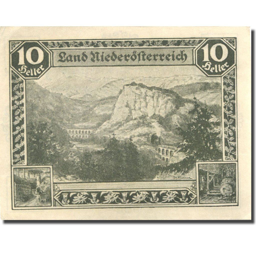 Banknote, Austria, Niederösterreich, 10 Heller, train, 1920 UNC(63) Mehl:FS 671I