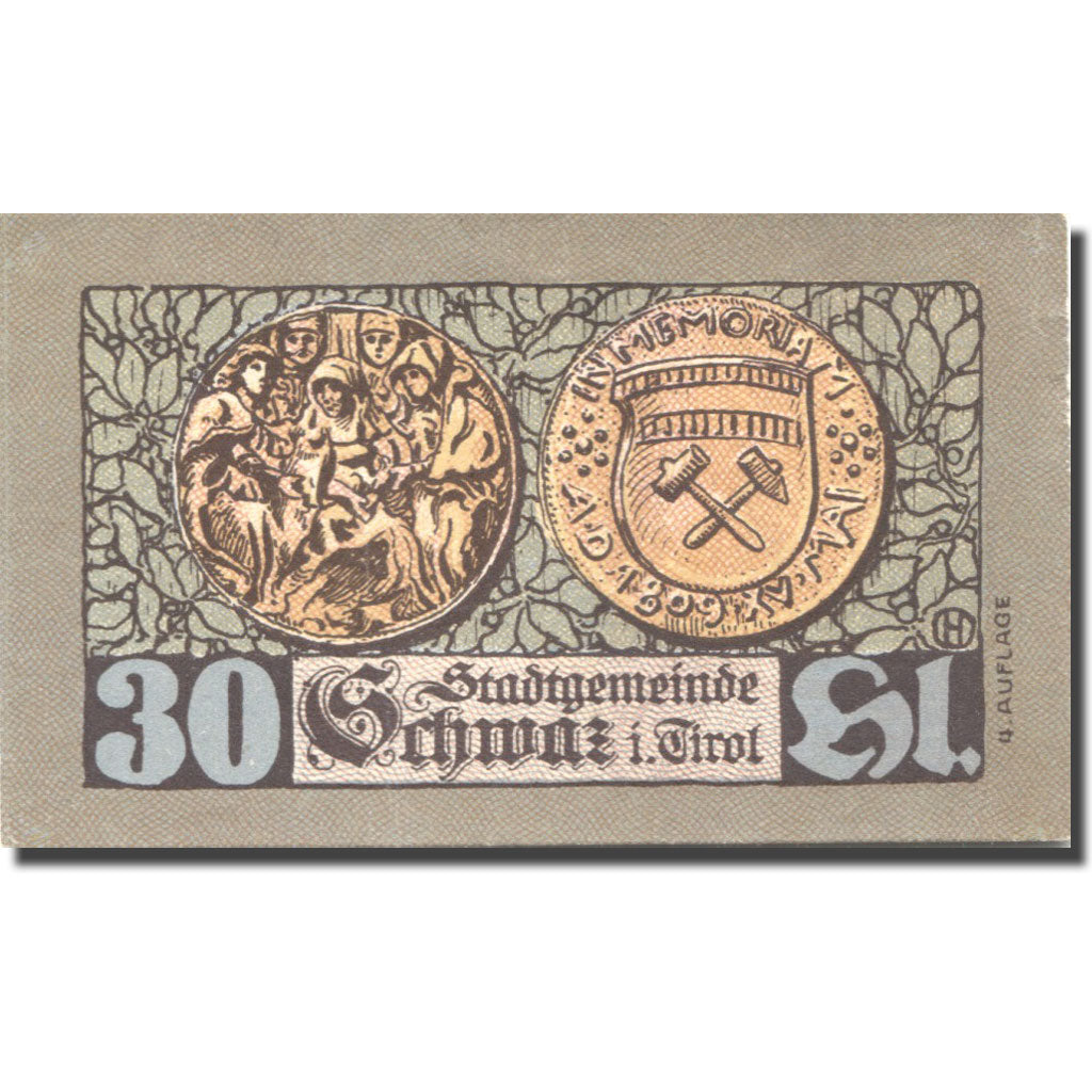 Banknote, Austria, Schwaz, 30 Heller, Blason, 1921 AU(55-58) Mehl:FS 983a