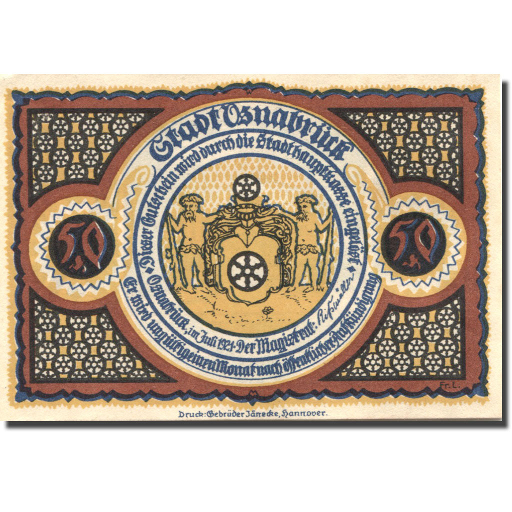 Billet, Allemagne, Osnabrück, 50 Pfennig, Blason, 1921, SPL, Mehl:1032.1