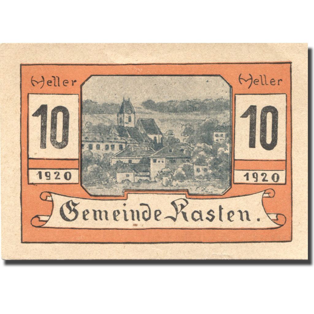 Banknote, Austria, Kasten, 10 Heller, village, 1920 UNC(63) Mehl:FS 428c