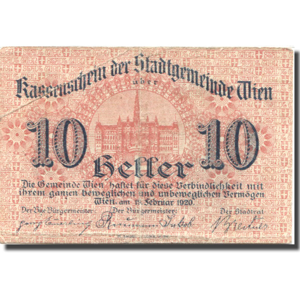 Banknote, Austria, Wien, 10 Heller, château, 1920 EF(40-45) Mehl:FS 1183IIbA