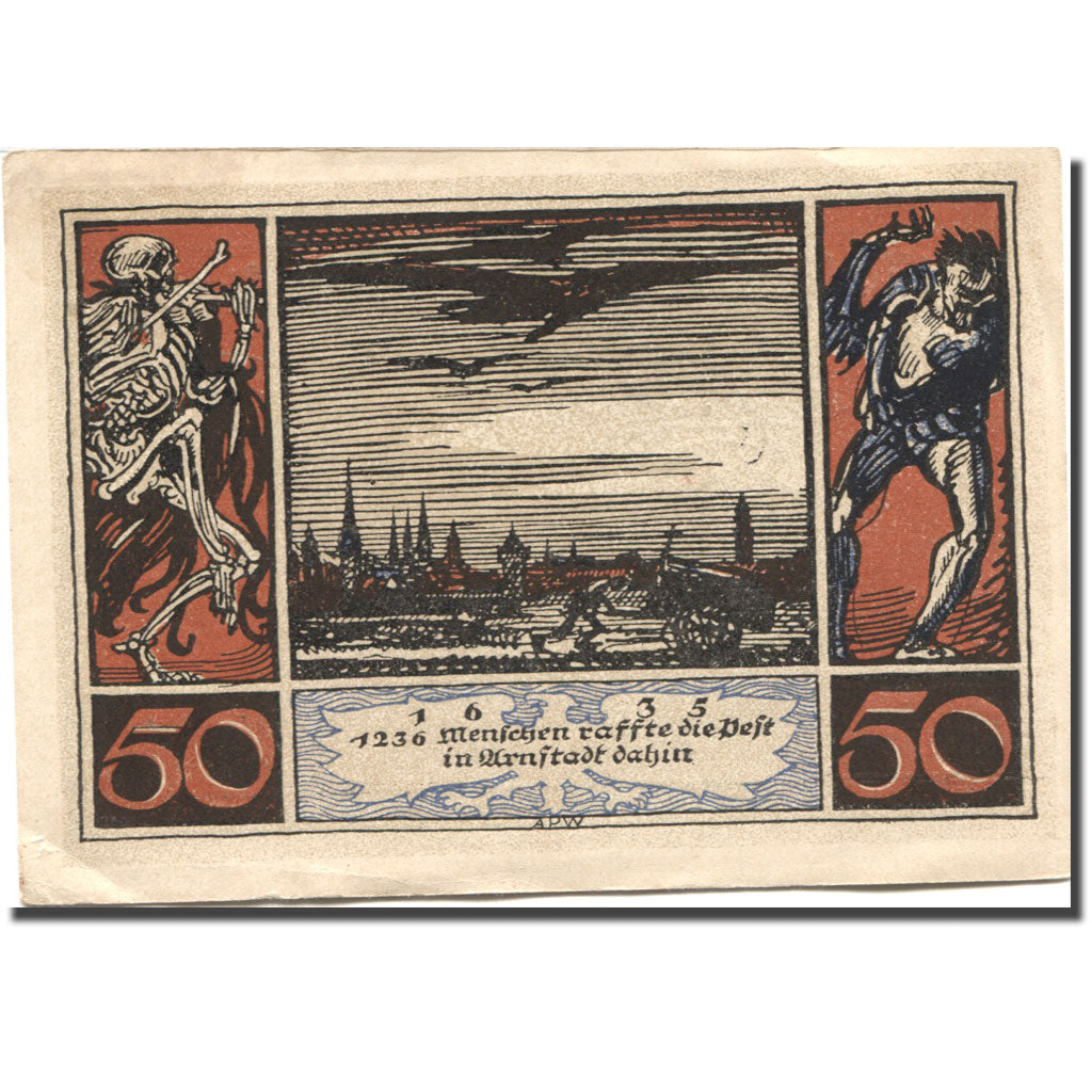 Billet, Allemagne, Arnstadt, 50 Pfennig, paysage, 1921, SUP, Mehl:43.3a