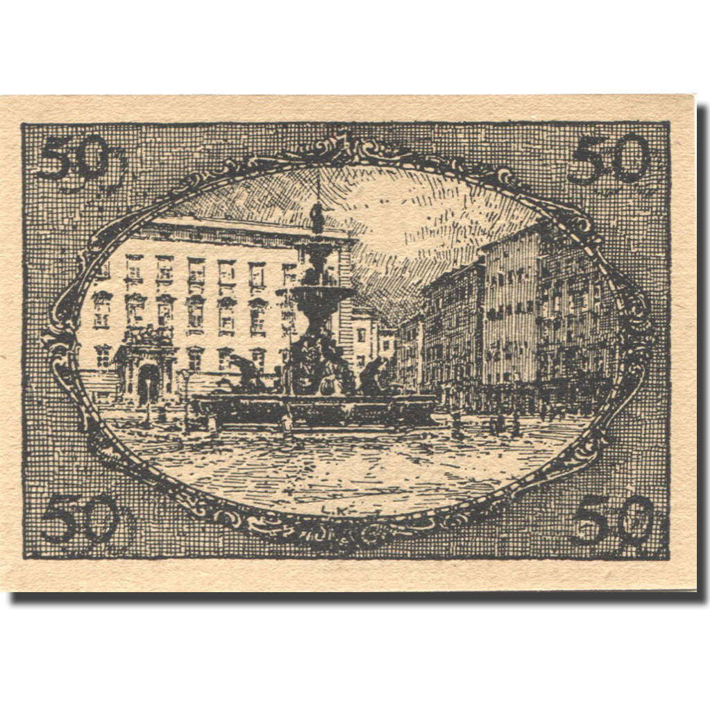 Banconote, Austria, Salzburg, 50 Heller, Monument, 1920, SPL, Mehl:FS 862a
