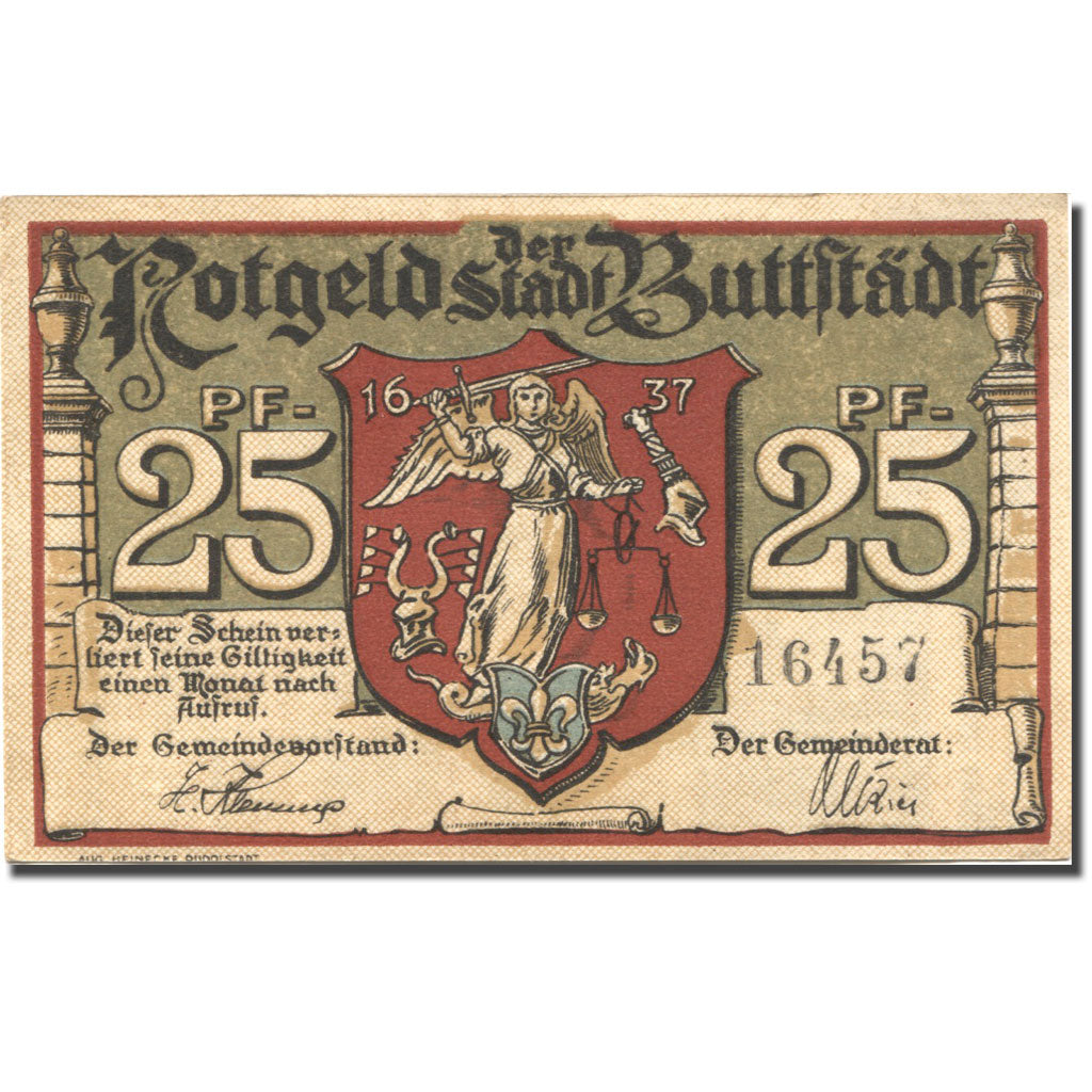 Banknote, Germany, Buttstädt, 25 Pfennig, rue, UNC(63), Mehl:211.1a