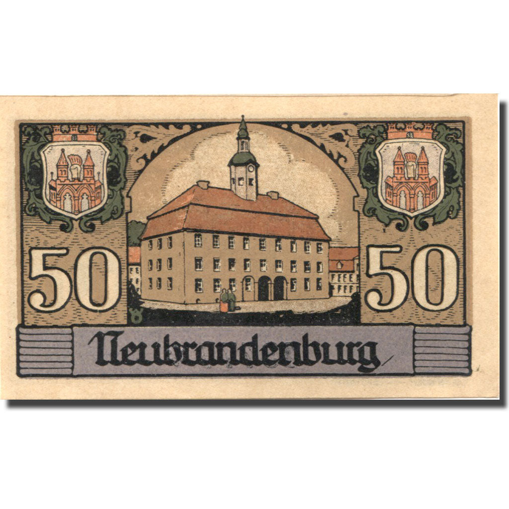 Banknote Germany Neubrandenburg, 50 Pfennig, Eglise, 1922 UNC(63) Mehl:935.2a