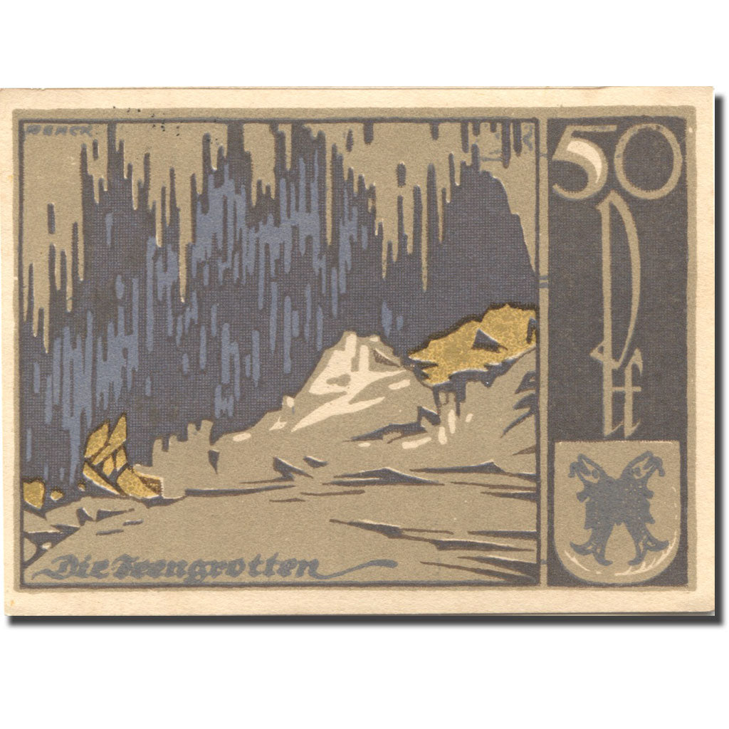Banknote, Germany, Saalfeld, 50 Pfennig, Grotte, 1921 UNC(63) Mehl:1155.4