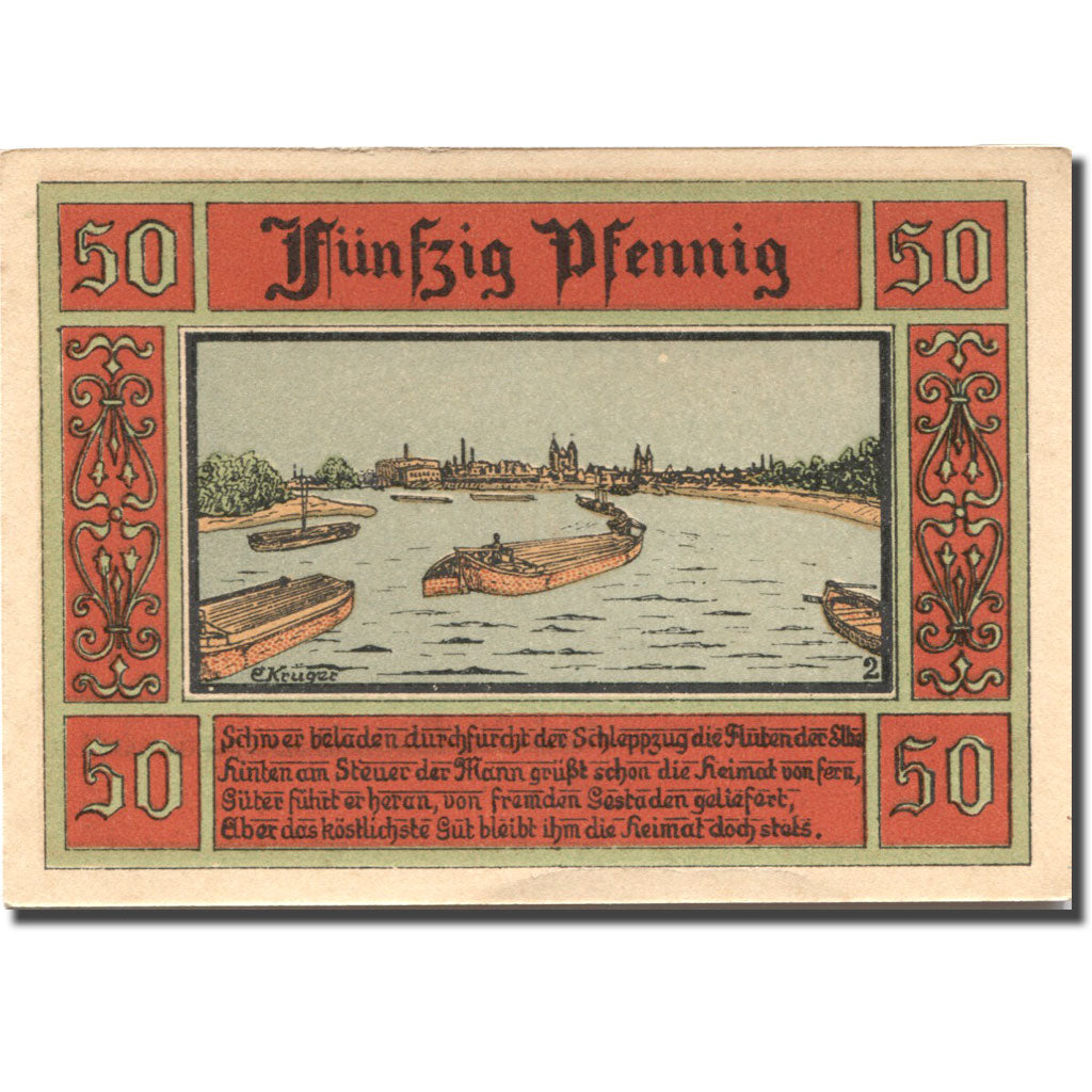 Banknote, Germany, Aken, 50 Pfennig, fleuve, 1921, UNC(63), Mehl:8.1
