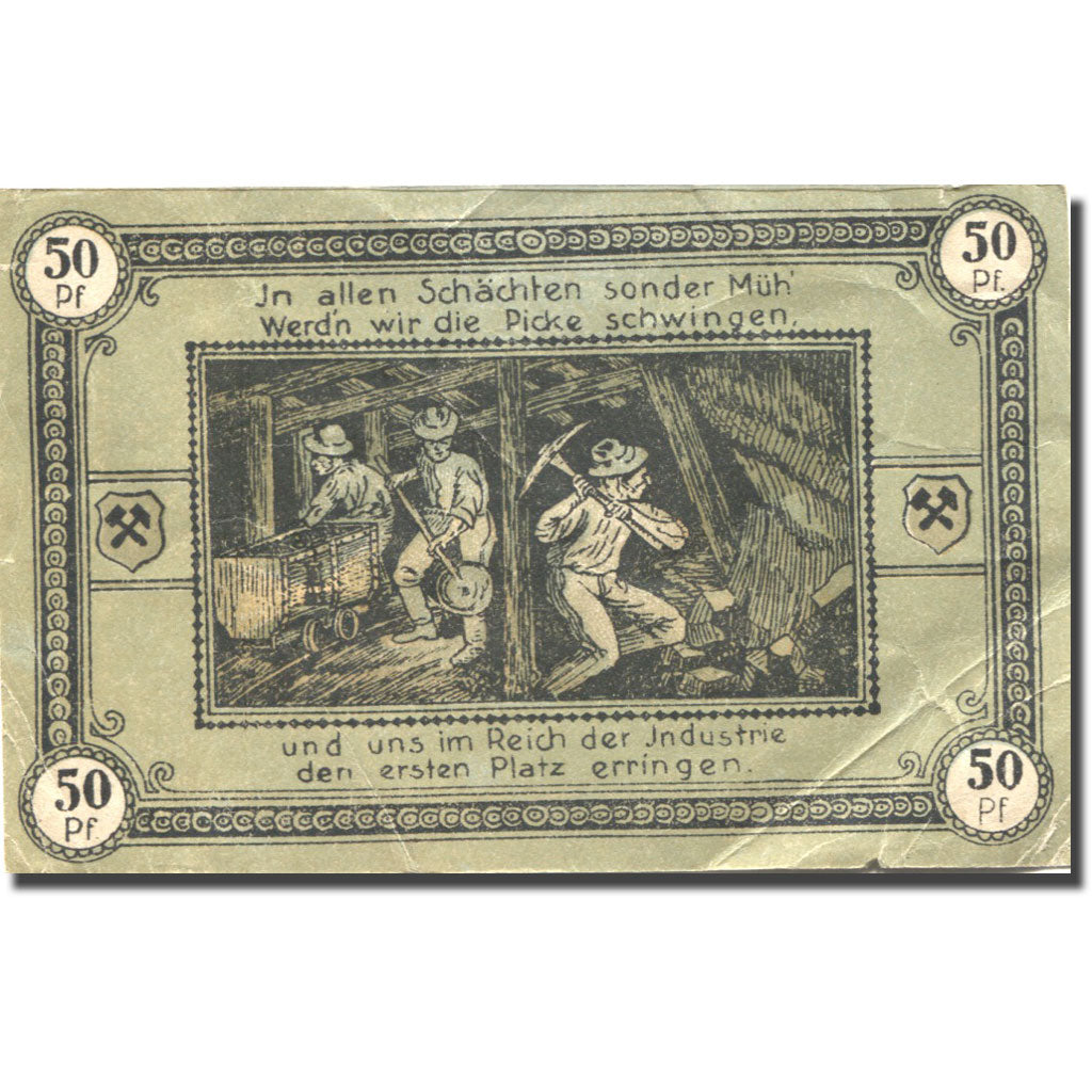 Banknote, Germany, Wattenscheid, 50 Pfennig, Mineurs, 1921 VF(20-25) Mehl:1385.1