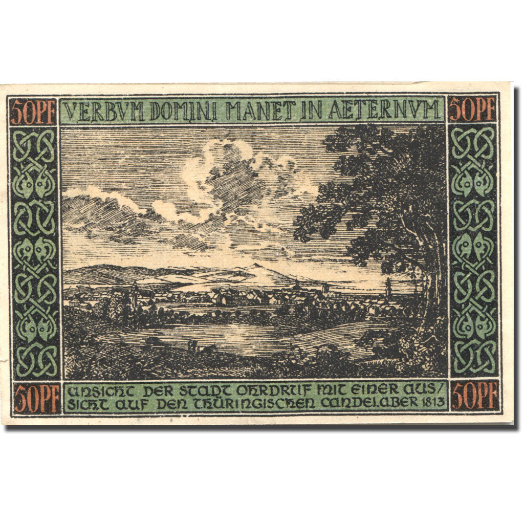 Banknote, Germany, Ohrdruf, 50 Pfennig, paysage, 1921 UNC(63) Mehl:1012.4