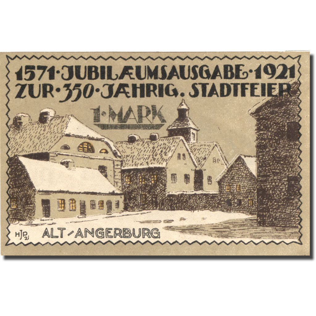 Banknote, Germany, Angerburg, 1 Mark, Blason, 1921, UNC(63), Mehl:33.1a