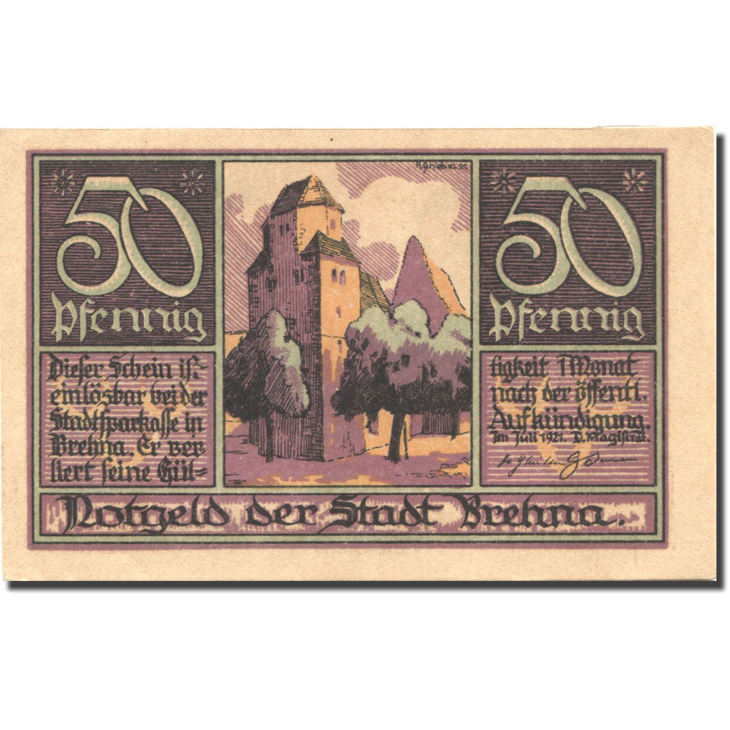 Banknote, Germany, Brehna, 50 Pfennig, Eglise, 1921, UNC(63), Mehl:160.3