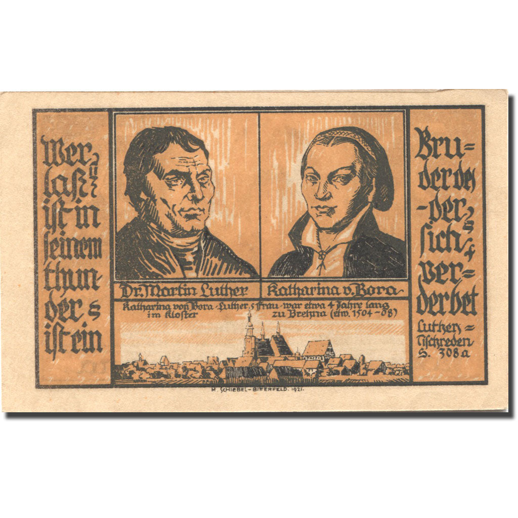 Banknote, Germany, Brehna, 50 Pfennig, Eglise, 1921, UNC(63), Mehl:160.3