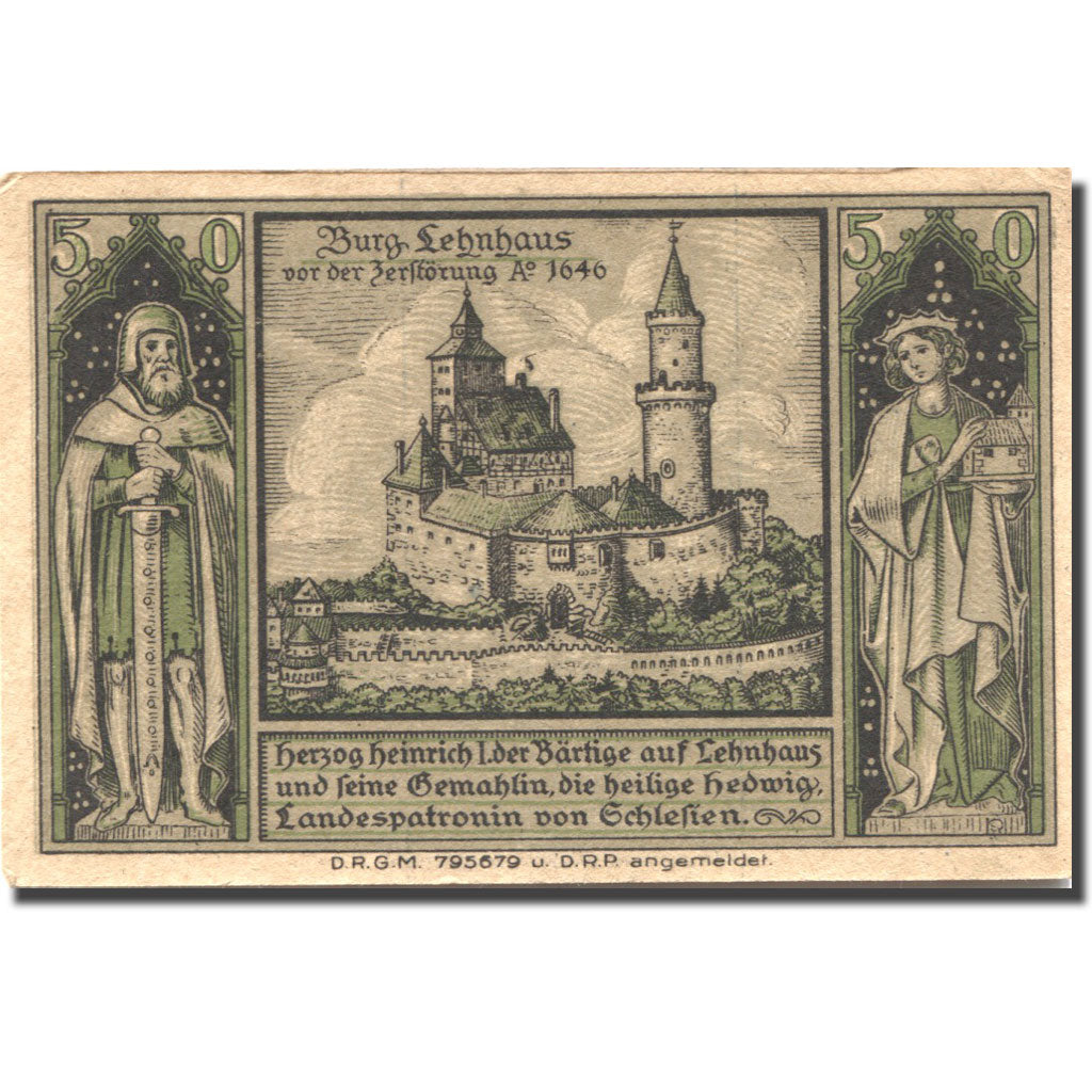 Banknote, Germany, Lähn, 50 Pfennig, château, UNC(63), Mehl:756.1b