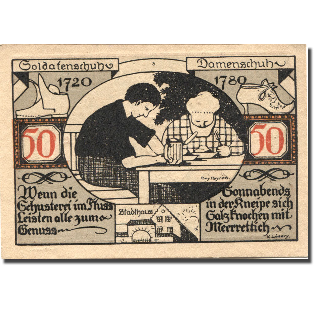 Banknote, Germany, Weissenfels, 50 Pfennig, personnage, 1921 UNC(63) Mehl:1403.2