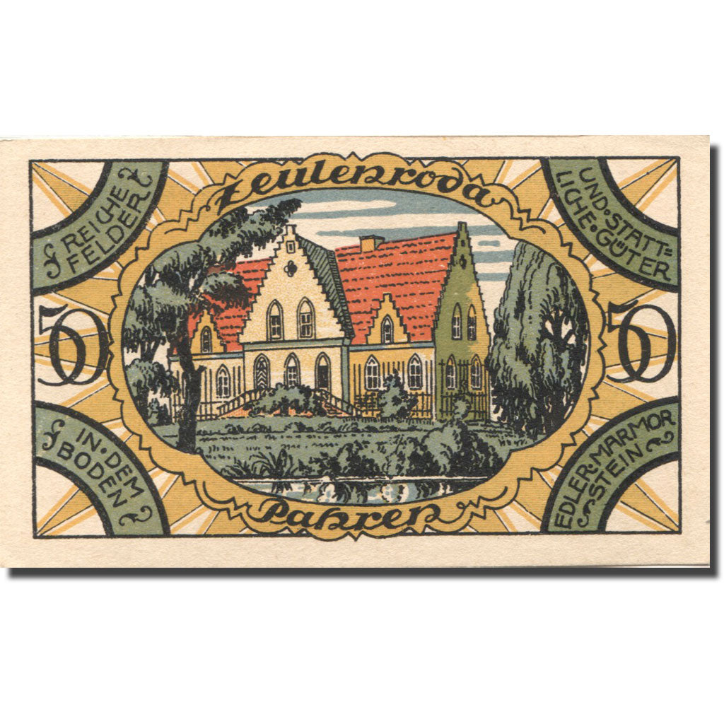 Banknote, Germany, Zeulenroda, 50 Pfennig, château, 1921 UNC(63) Mehl:1470.2