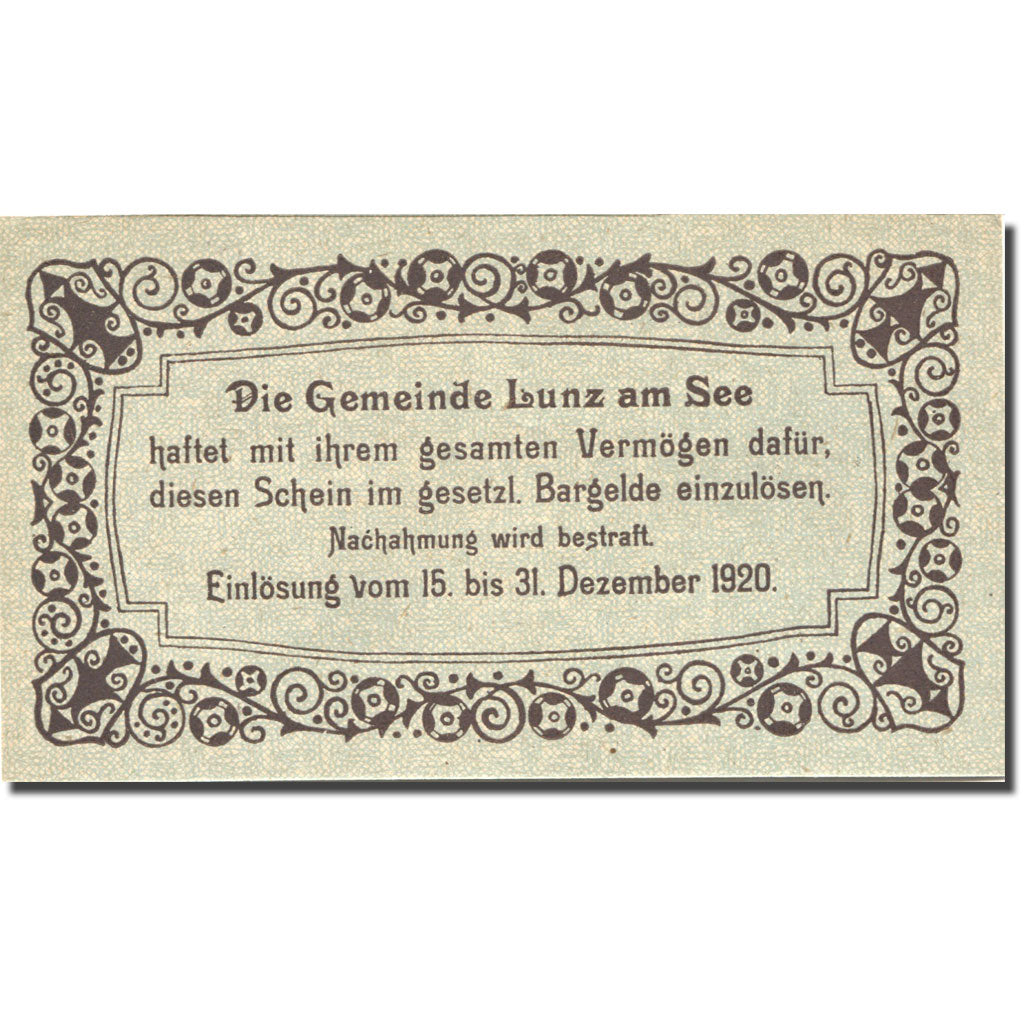 Geldschein, Österreich, Lunz am See, 10 Heller, montagne, 1920 UNZ- Mehl:FS 571a